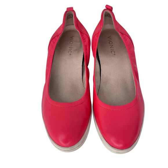 Vionic Jacey Poppy Ballet Flat Wedge Shoes Womens Red Size 8 Rubber Sole Slip On - Picture 5 of 10